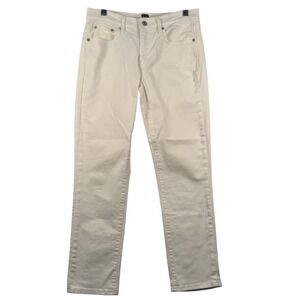 Gap 2 R Best Girlfriend Jeans White Stretch Denim Mid Rise Minimalist Nautical